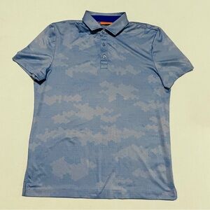REDVANLY Men's Blue Camo Performance Golf Polo Shirt Size Medium